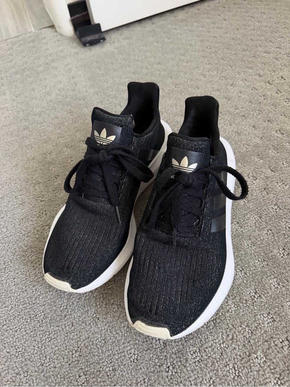 Adidas Women’s Swift Run Black Knit Sneakers - SIZE 8